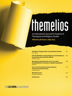 cover image of Themelios, Volume 38, Issue 2